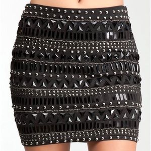 bebe Allover Embellished Mini Skirt